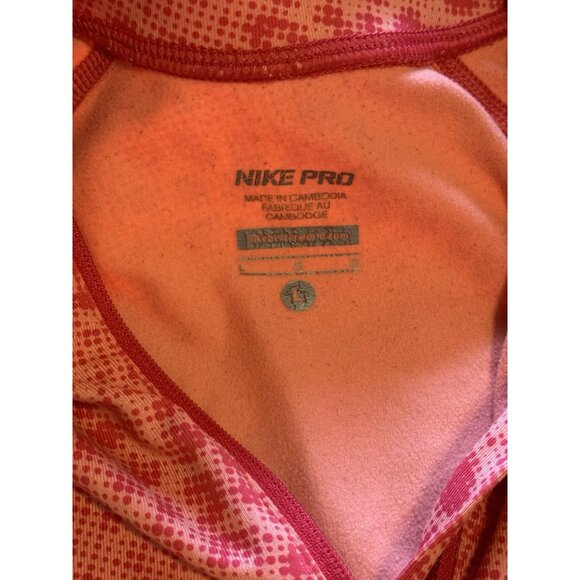Nike Pro Women’s Large Running Shirt Peach ISH PinkDri-Fit Patterned Quarter Zip - Picture 3 of 14